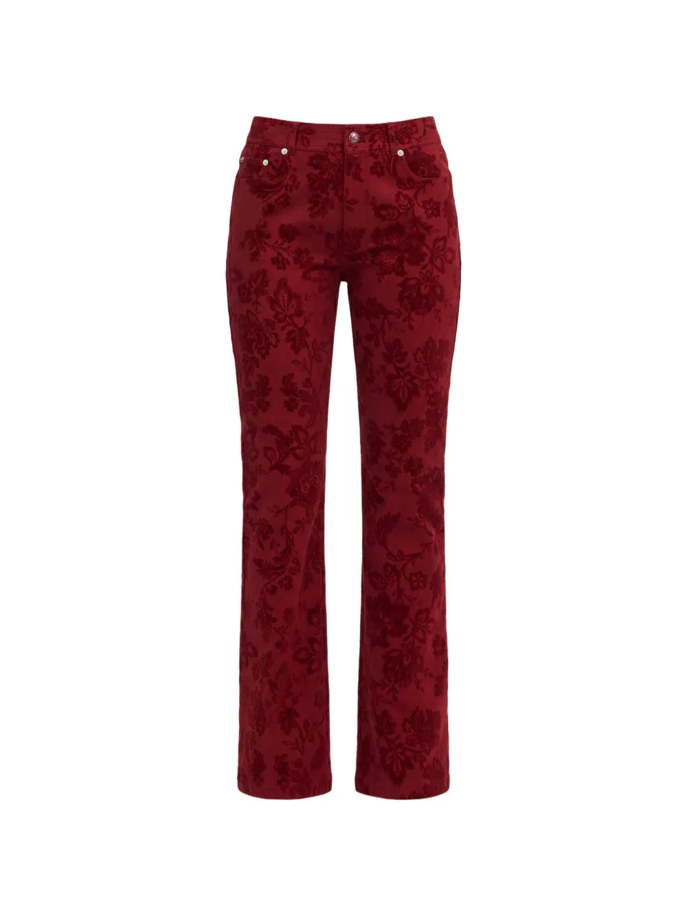 Cinq A Sept Stevie paisley-flocked jeans Rood