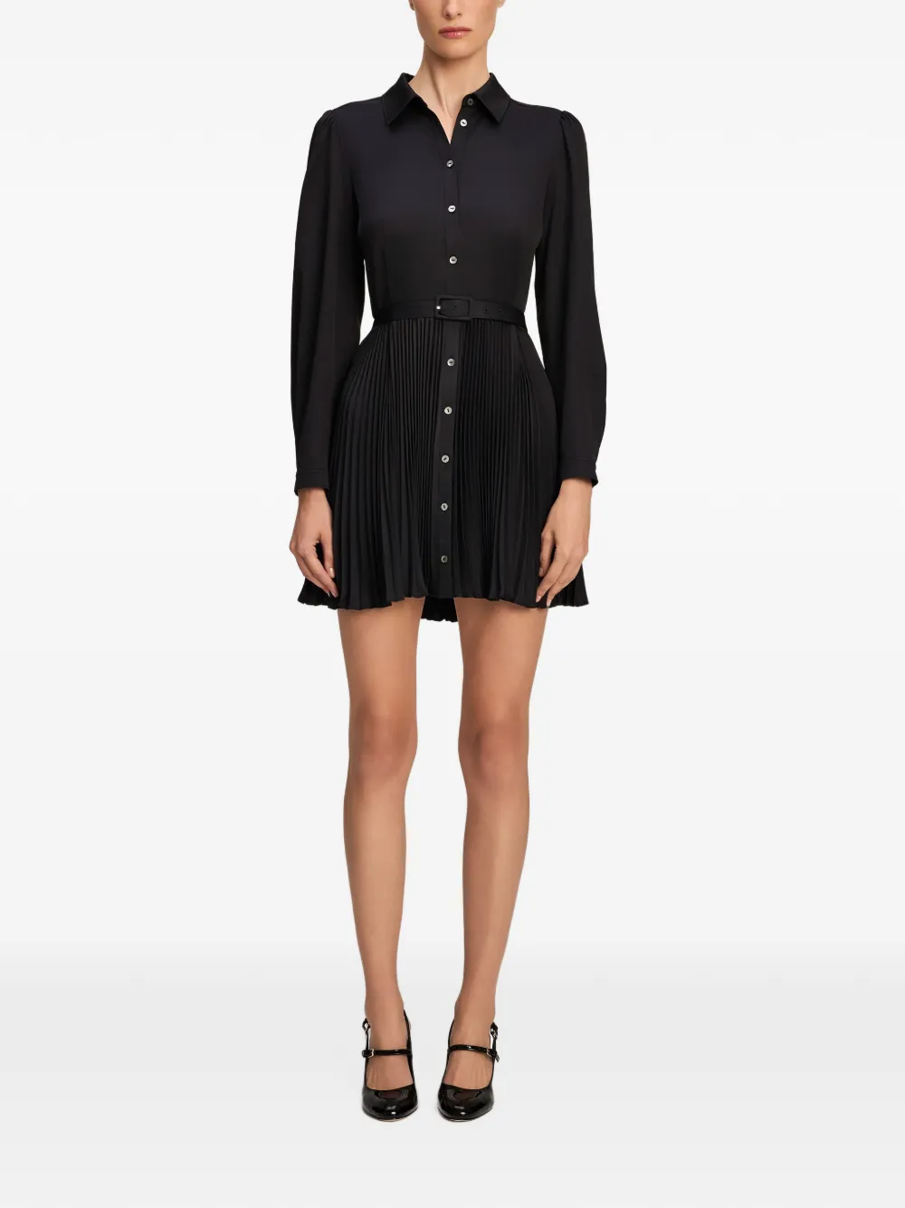 Cinq A Sept Reynolds pleated mini dress Zwart
