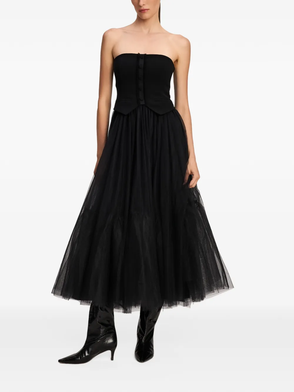 Cinq A Sept Lunelle strapless midi dress Zwart