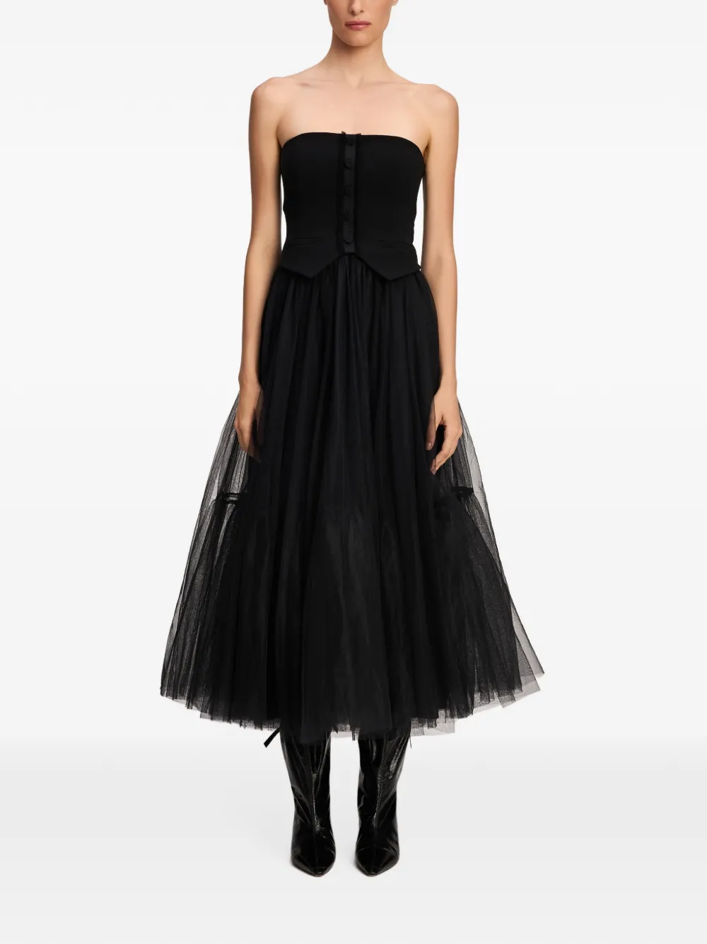 Cinq A Sept Lunelle strapless midi dress Zwart