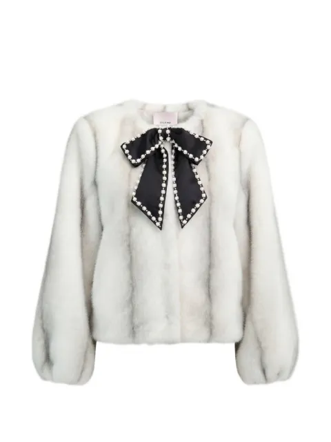 Cinq A Sept Benson bow-detail faux-fur jacket