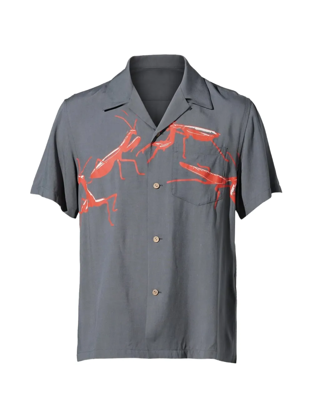JW Anderson mantis-print camp-collar shirt Grijs
