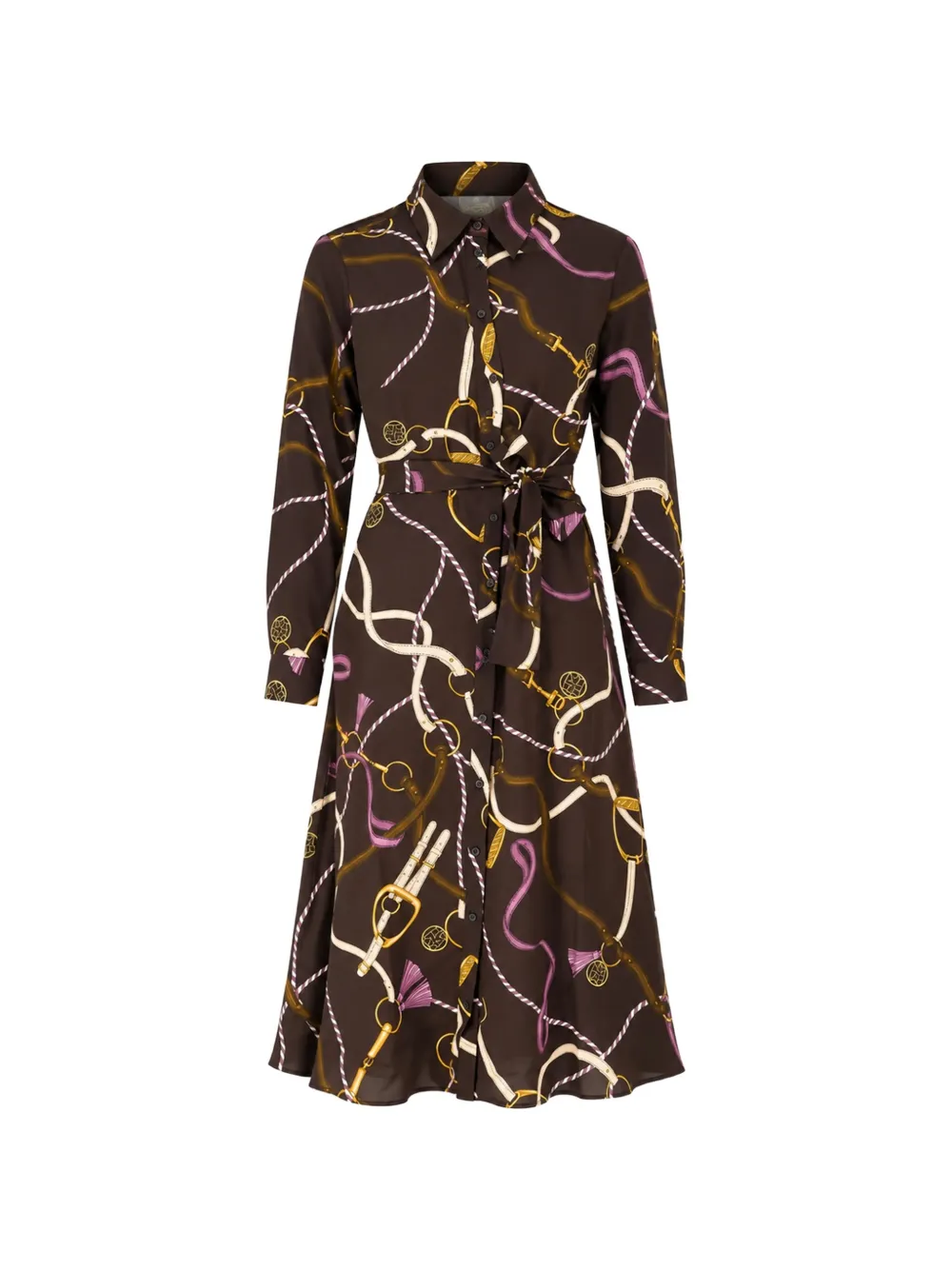 Marella belted chain-print shirt dress Bruin