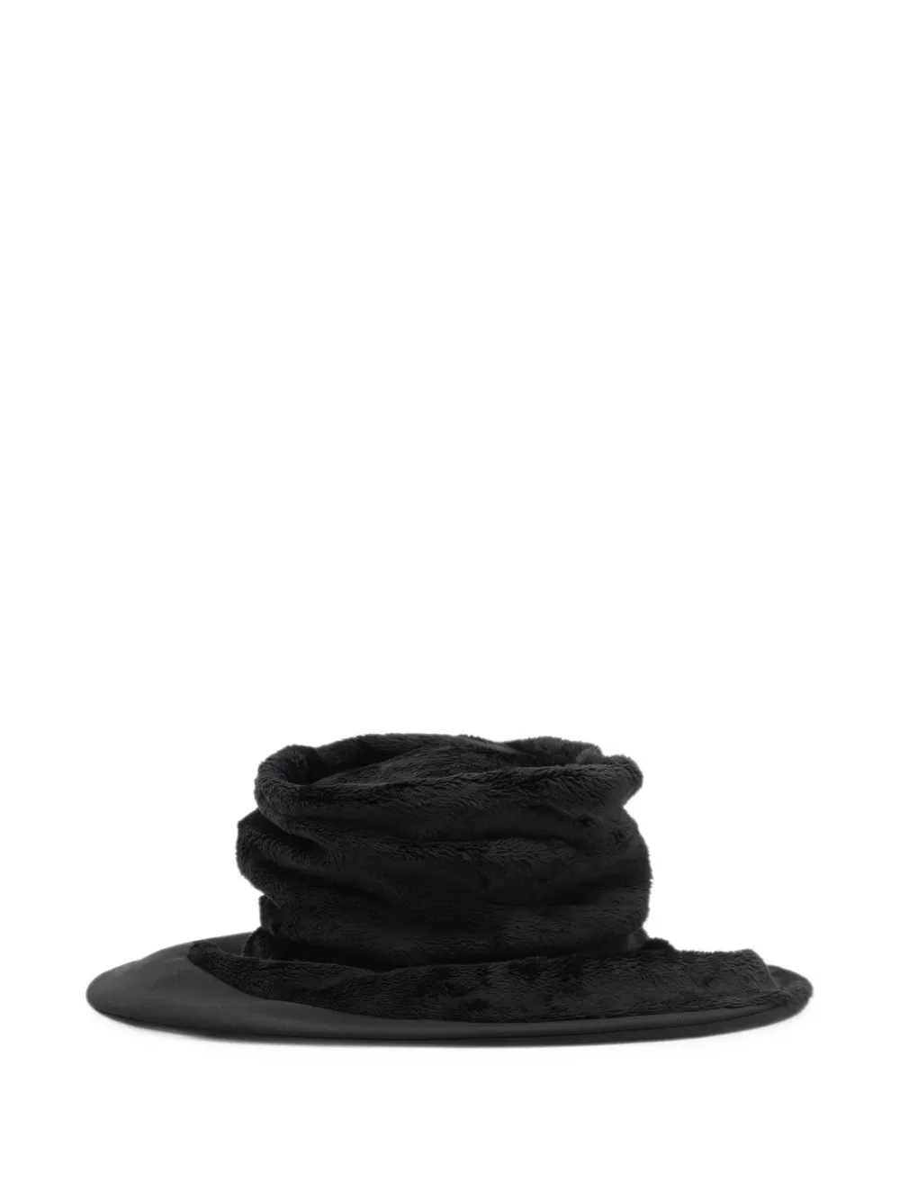 Junya Watanabe faux-fur wide-brim hat Zwart