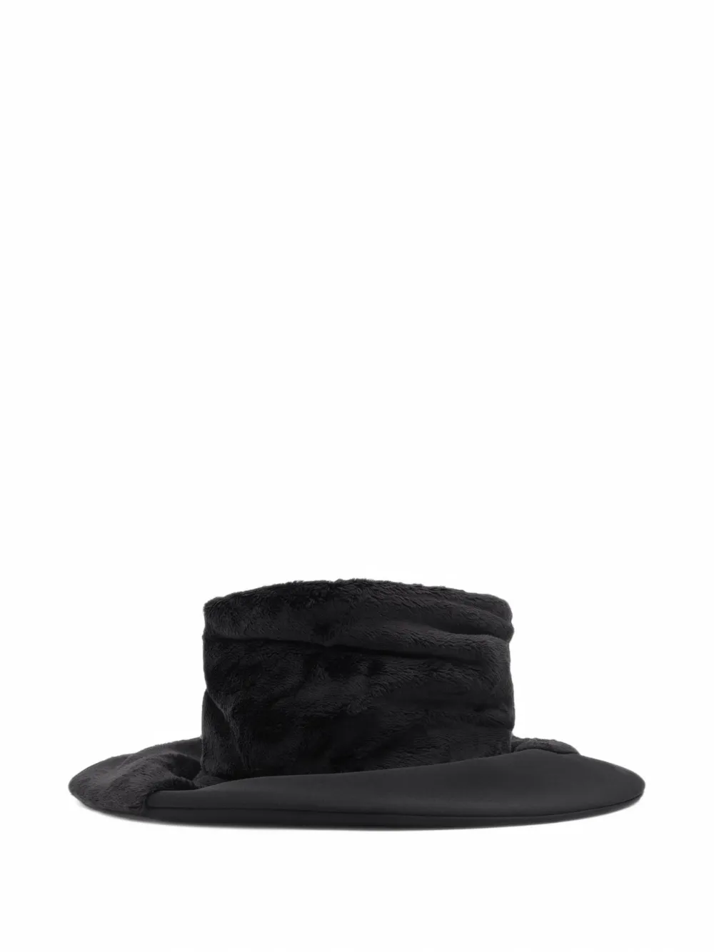 Junya Watanabe faux-fur wide-brim hat Zwart