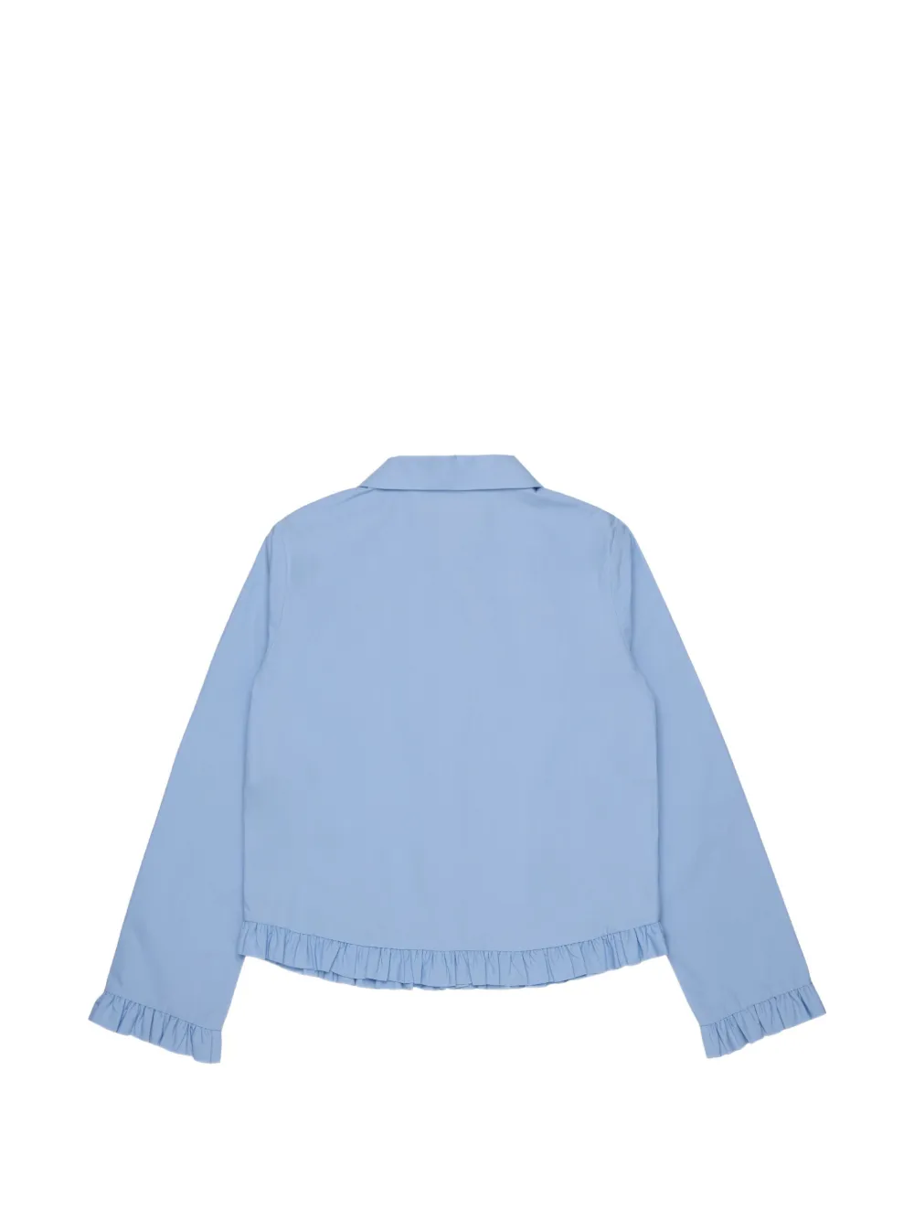 Marni Kids ruffled logo-embroidered shirt Blauw