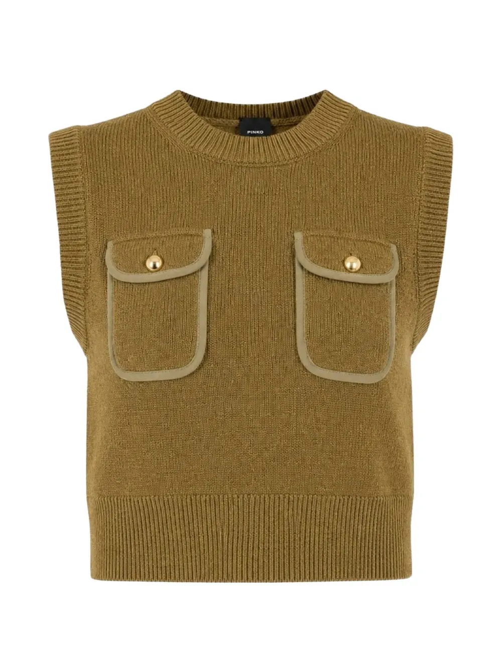 PINKO pocket-detail knitted vest - Verde