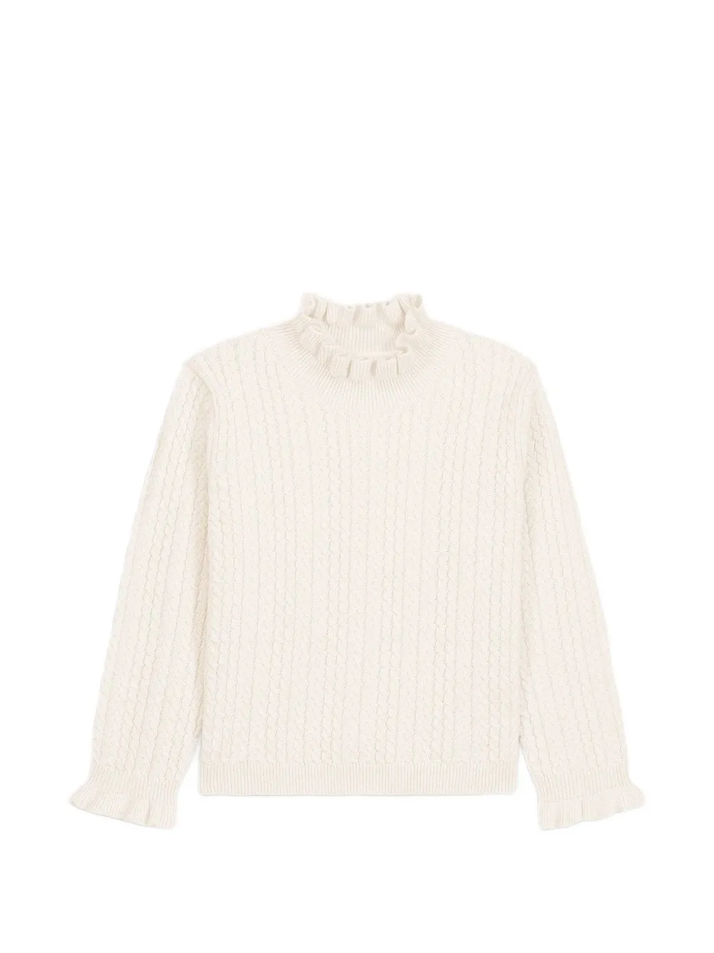 LOUISE MISHA KIDS Java ruffle-trim cable-knit sweater - Bianco