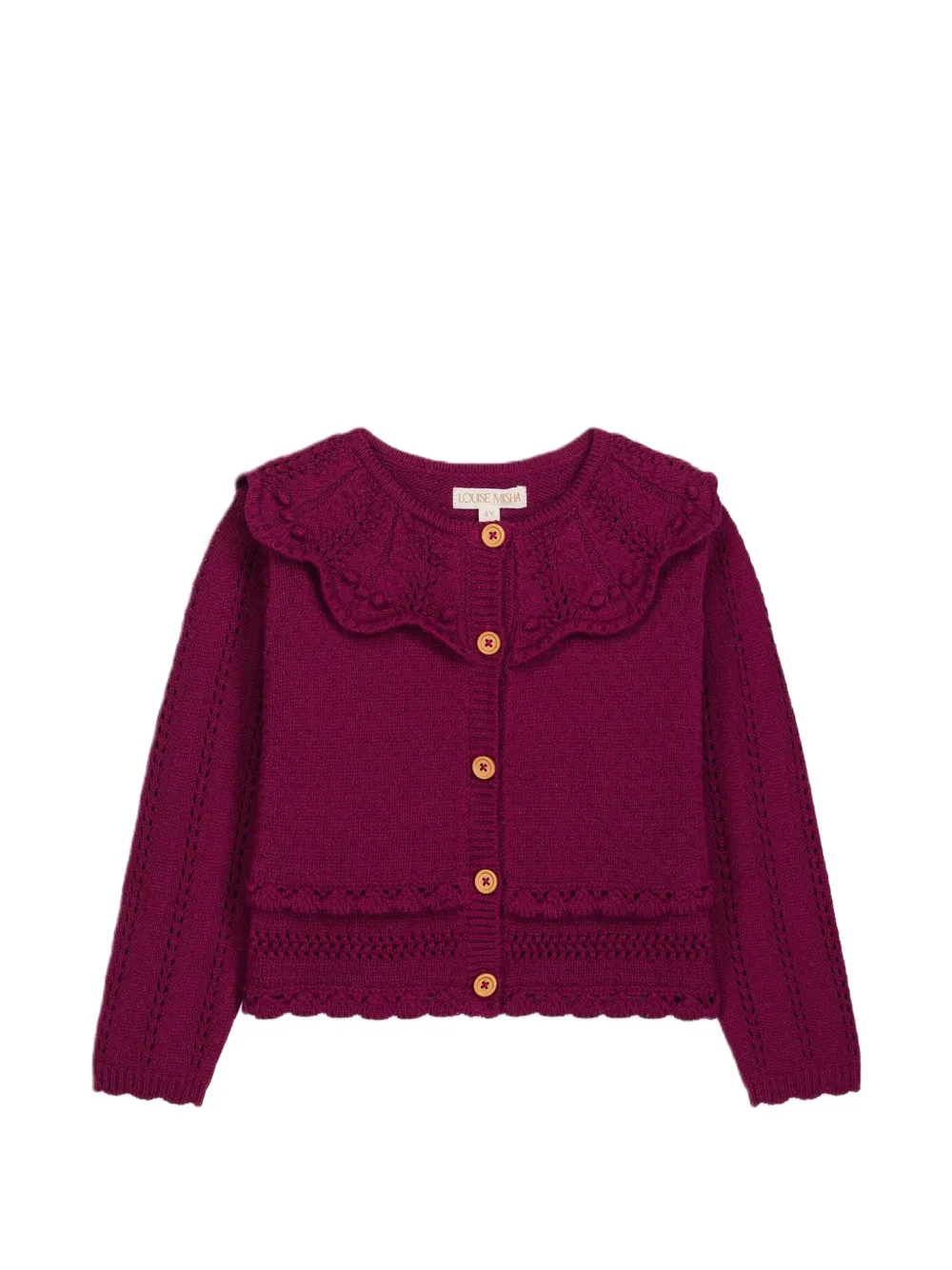 LOUISE MISHA KIDS Josephina scalloped-collar cotton cardigan - Viola