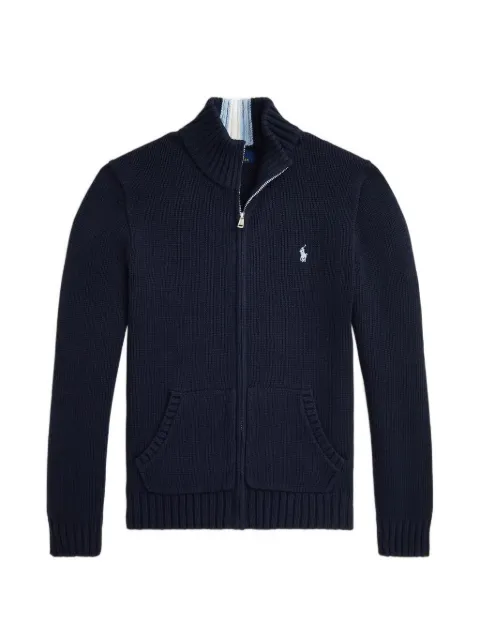 POLO RALPH LAUREN KIDS logo-embroidered zip-up sweater