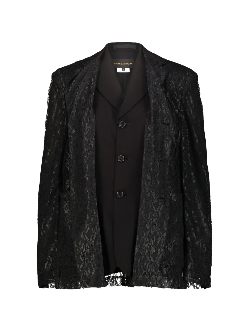 Comme Des Garçons Gelaagde blazer met kanten laag Zwart