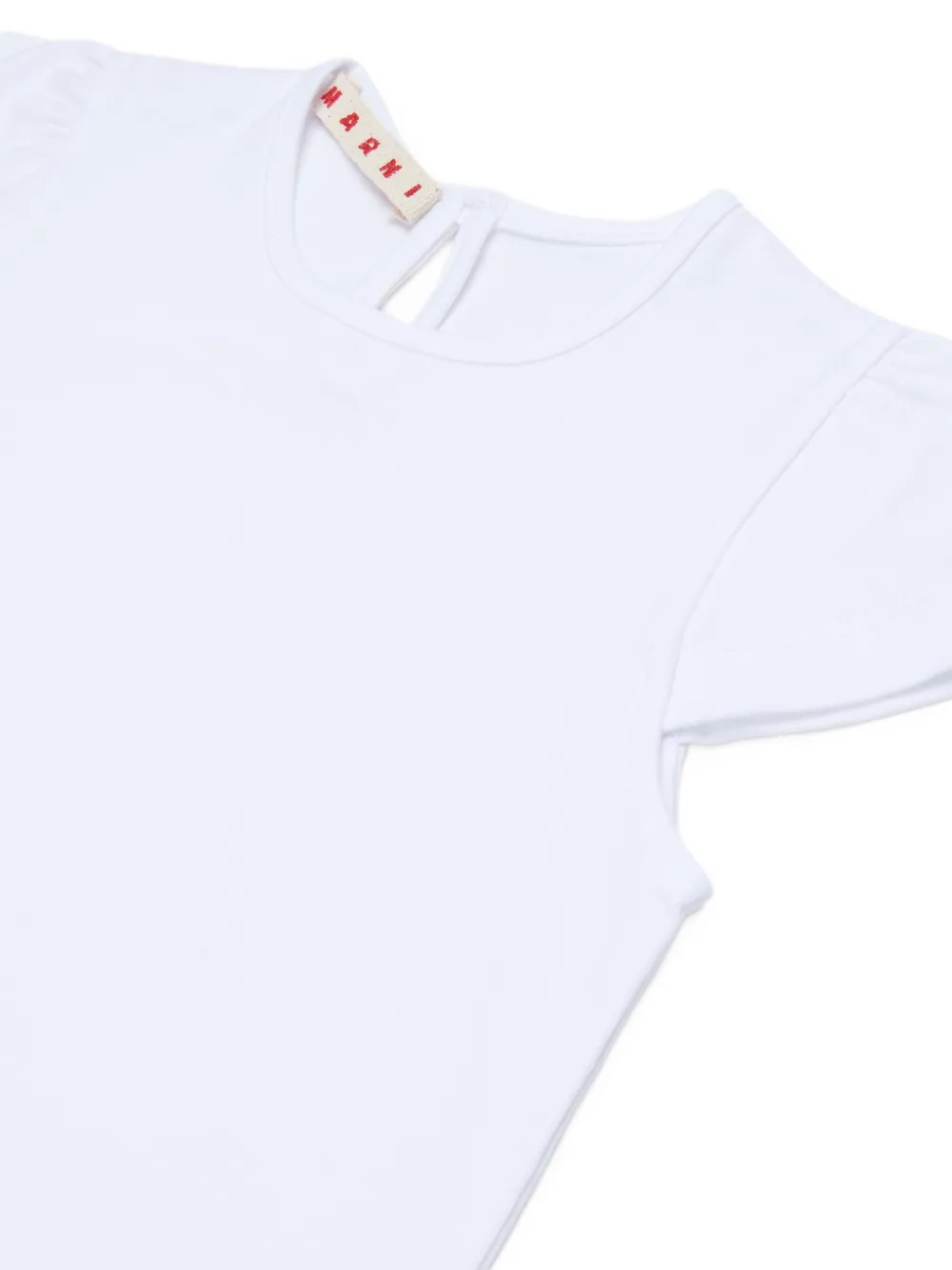 Marni Kids flutter-sleeve logo-embroidered T-shirt Wit