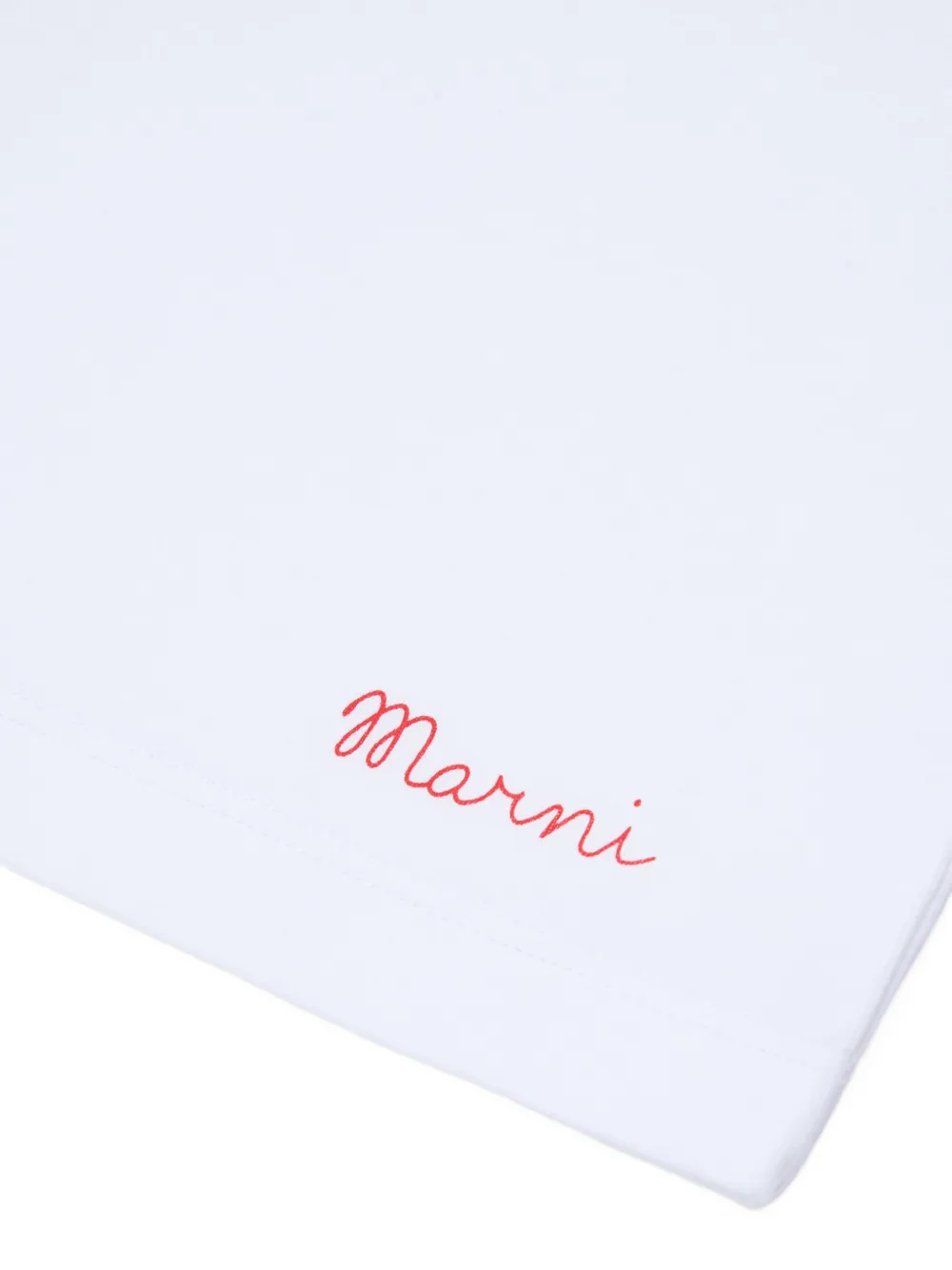 Marni Kids flutter-sleeve logo-embroidered T-shirt Wit