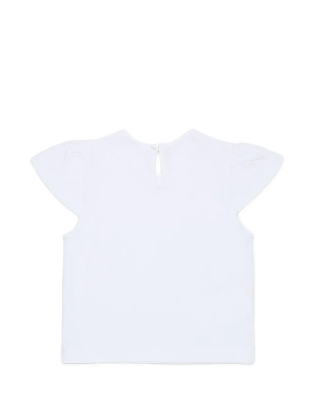Marni Kids flutter-sleeve logo-embroidered T-shirt Wit