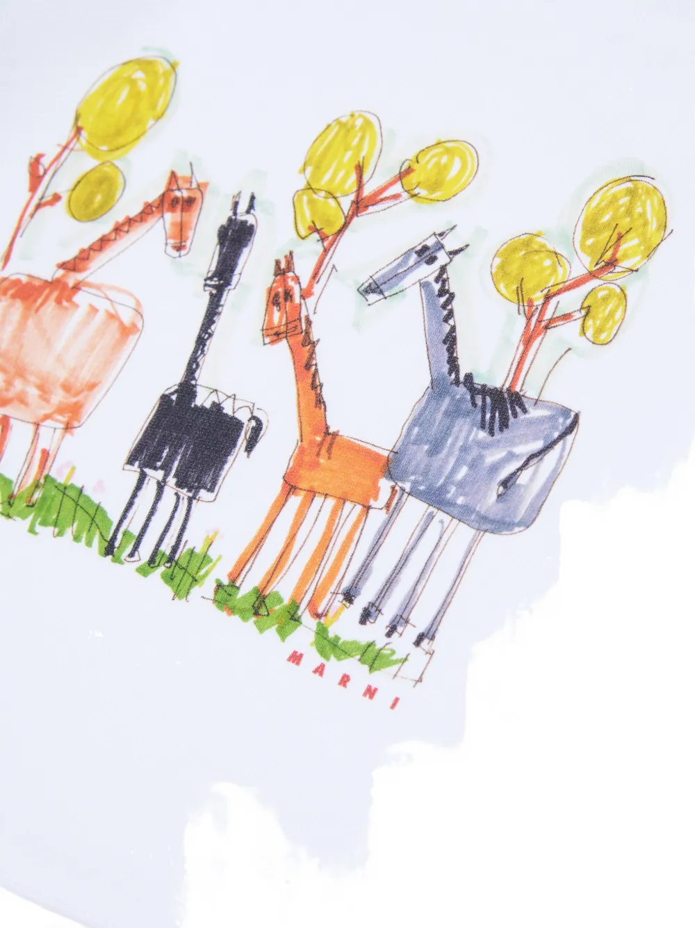Marni Kids graphic-print ruffled-trim sweatshirt Wit