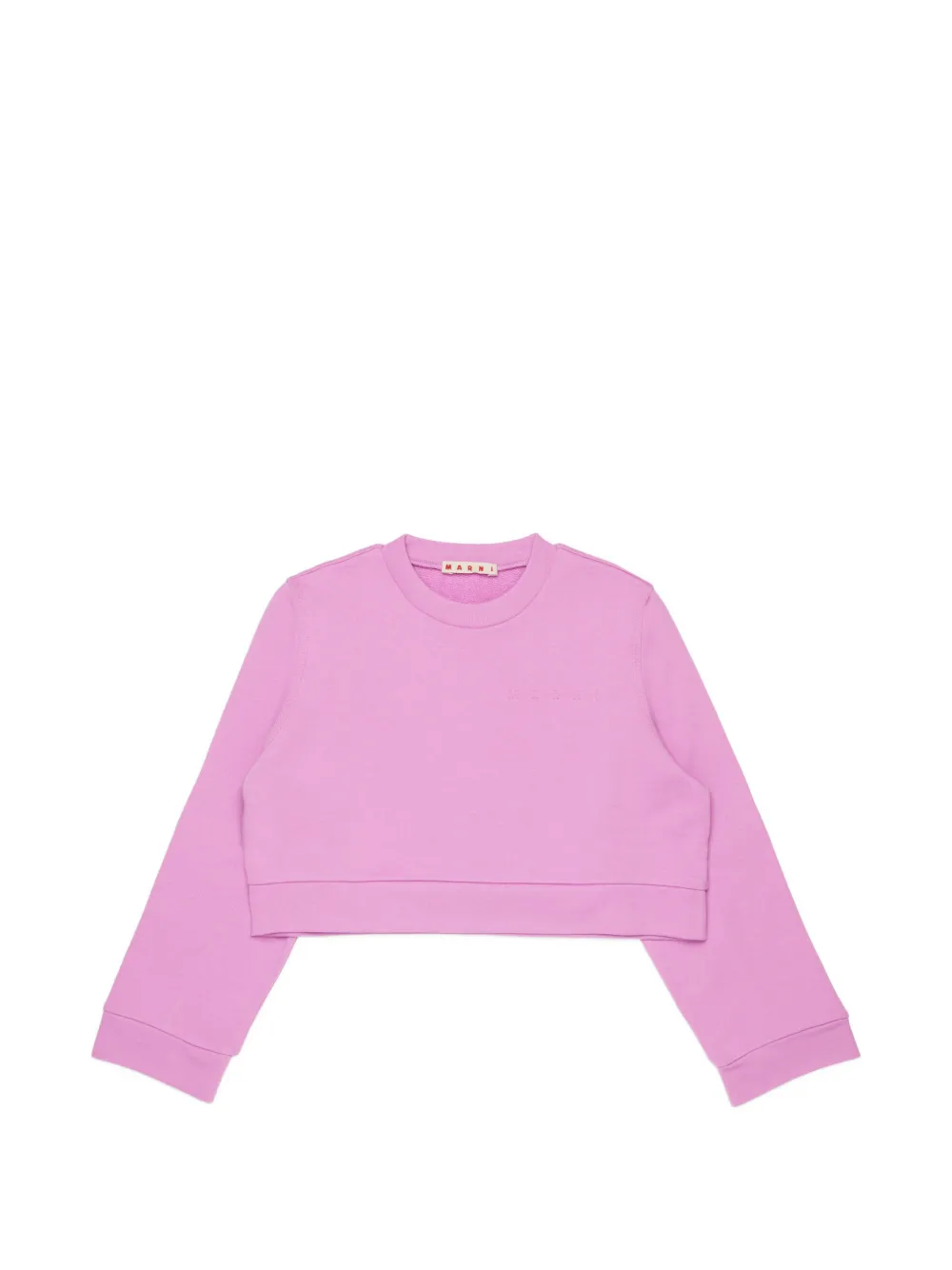 Marni Kids logo-embroidered cropped sweatshirt - Rosa