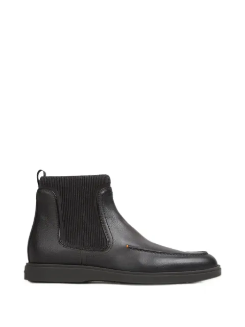 Santoni ribbed-panel leather boots