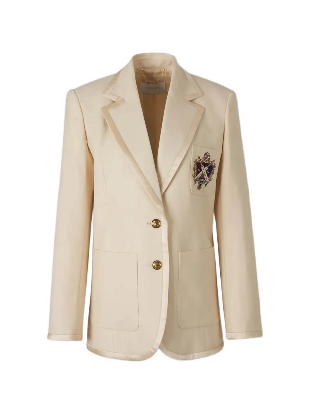 ZIMMERMANN embroidered-crest satin-trim jacket - Neutrals