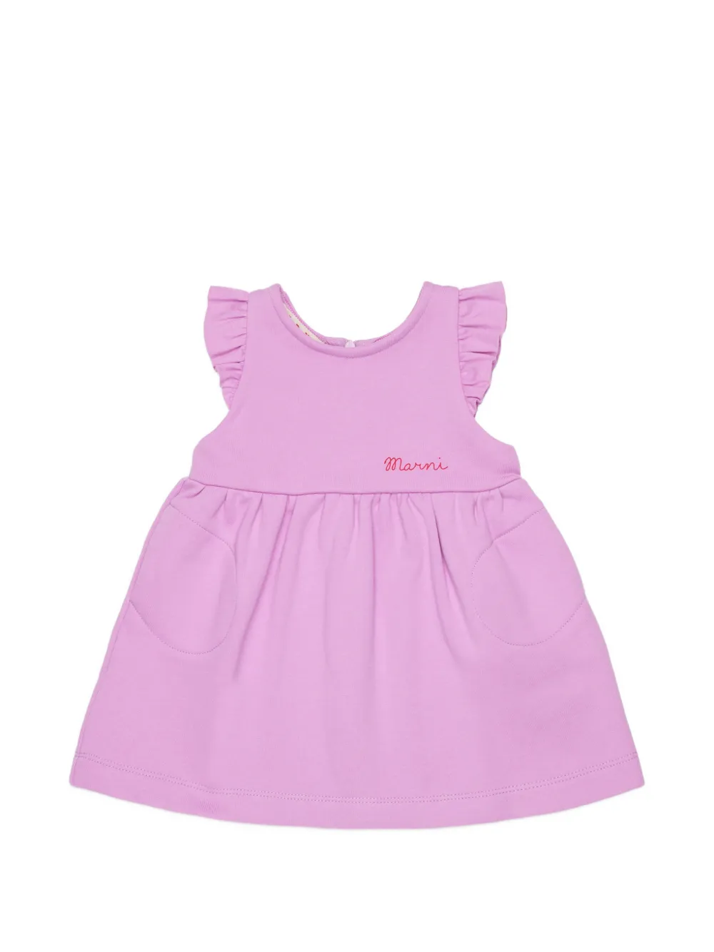 Marni Kids ruffled embroidered dress - Purple