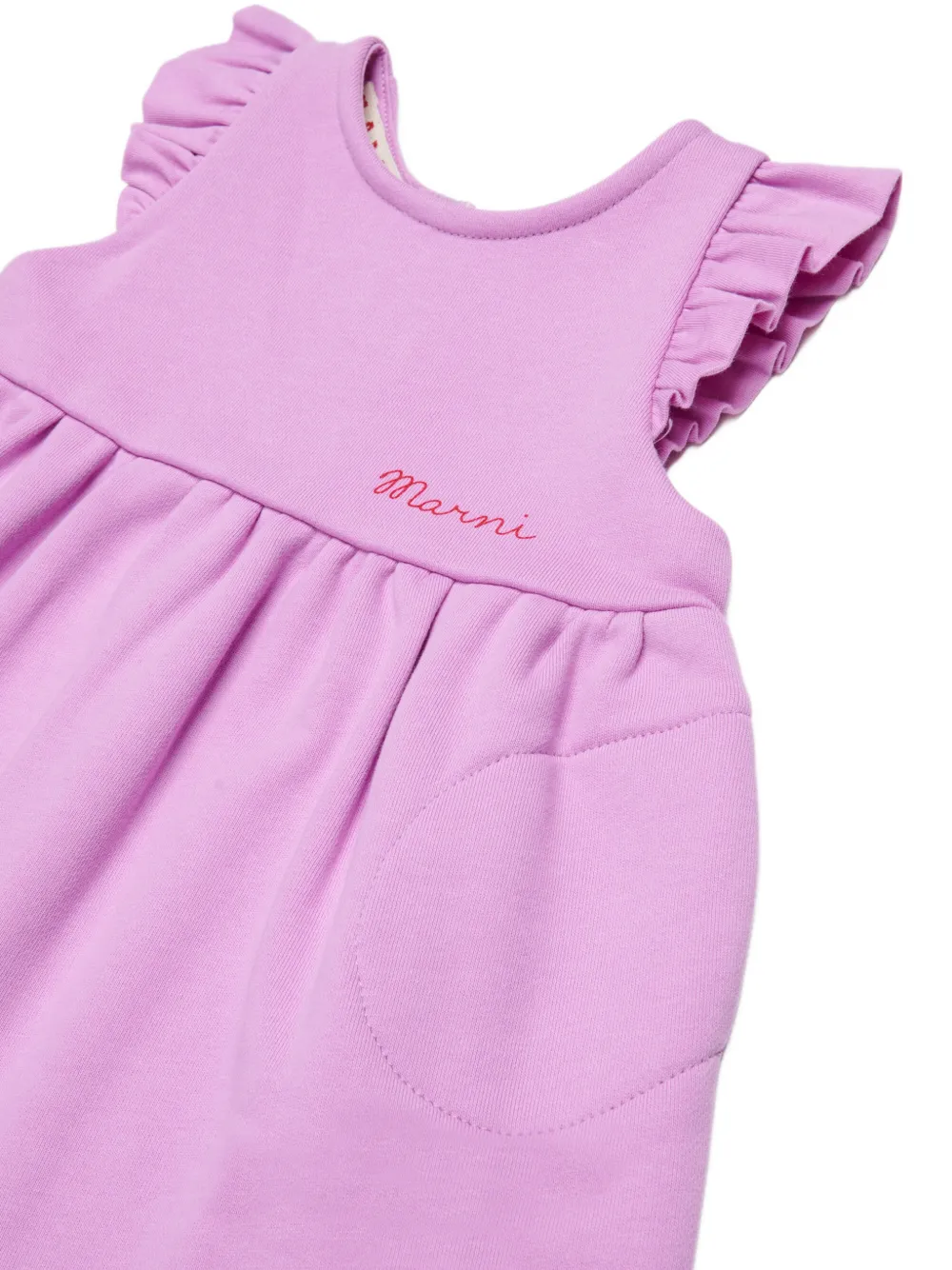 Marni Kids ruffled embroidered dress Paars