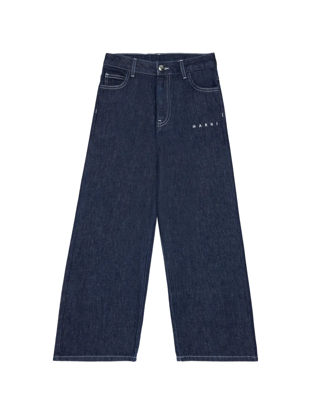 Marni Kids logo-embroidered straight-leg jeans - Blu