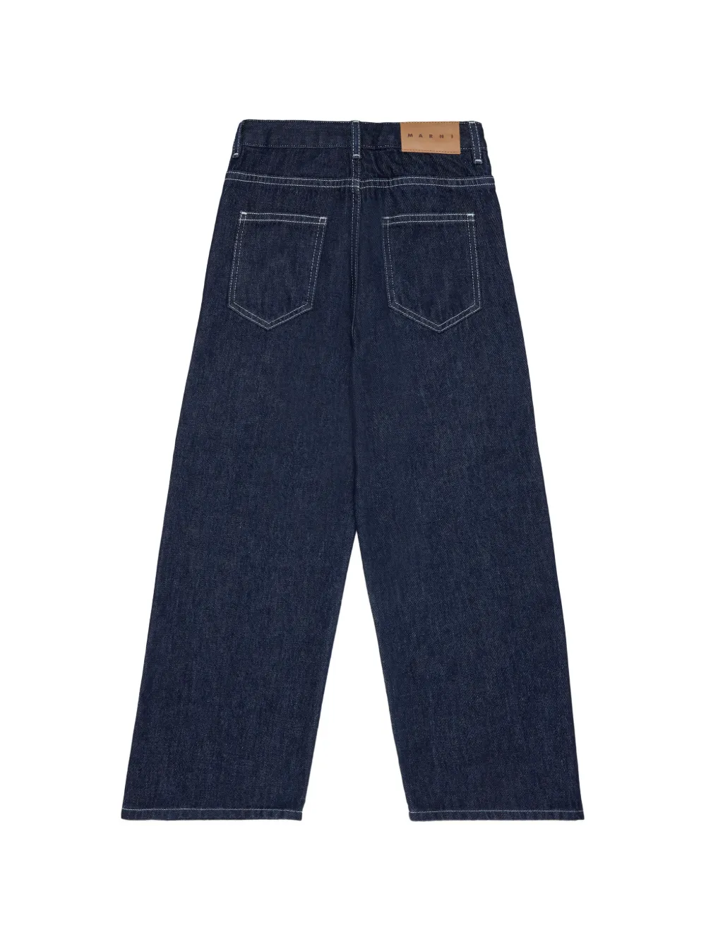 Marni Kids logo-embroidered straight-leg jeans Blauw