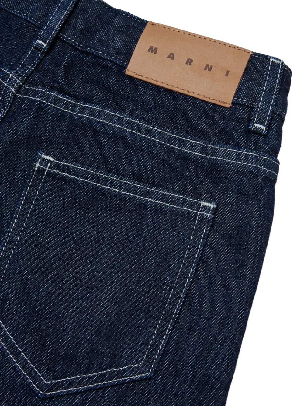 Marni Kids logo-embroidered straight-leg jeans Blauw