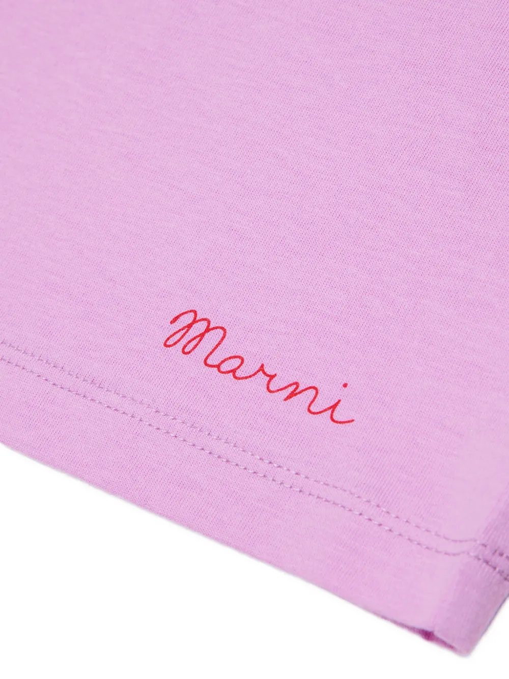 Marni Kids logo-embroidered ruffle-sleeve T-shirt Roze