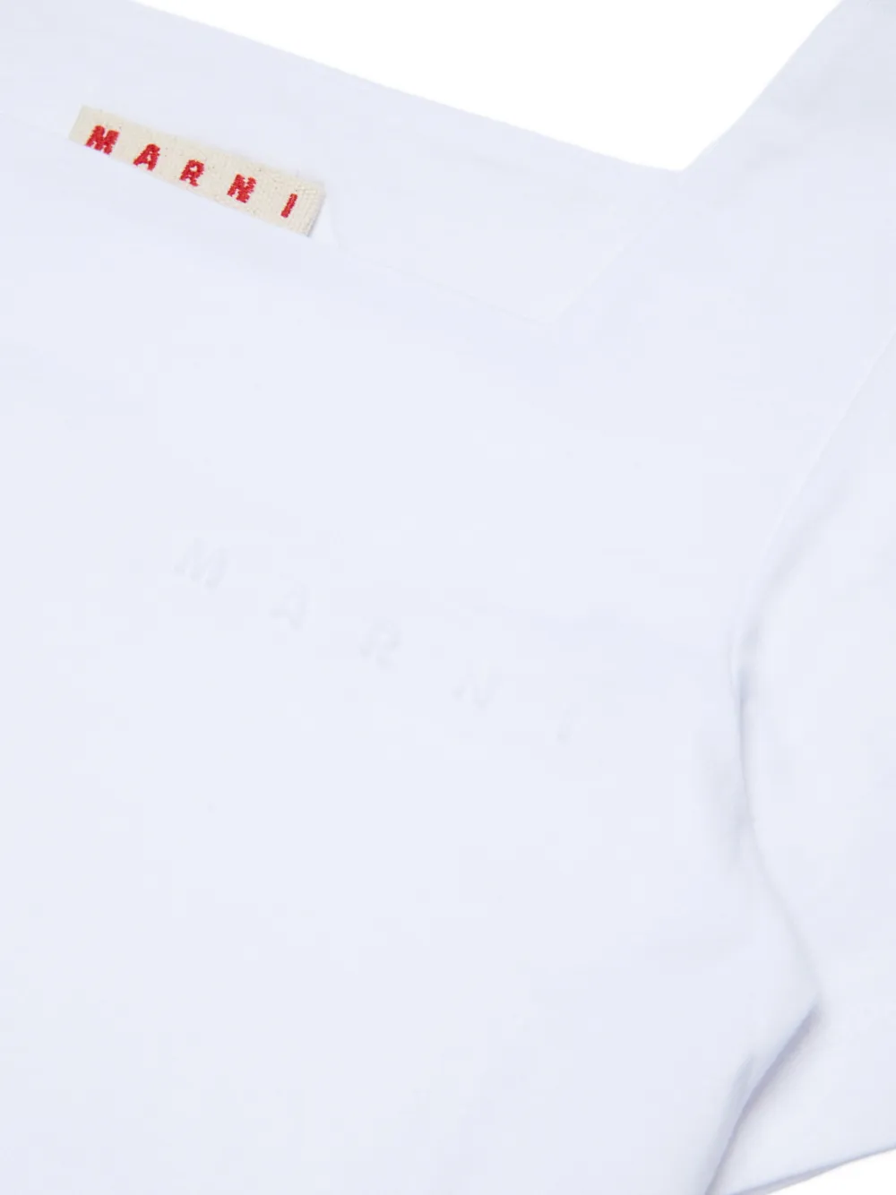 Marni Kids square-neck logo-embossed T-shirt Wit