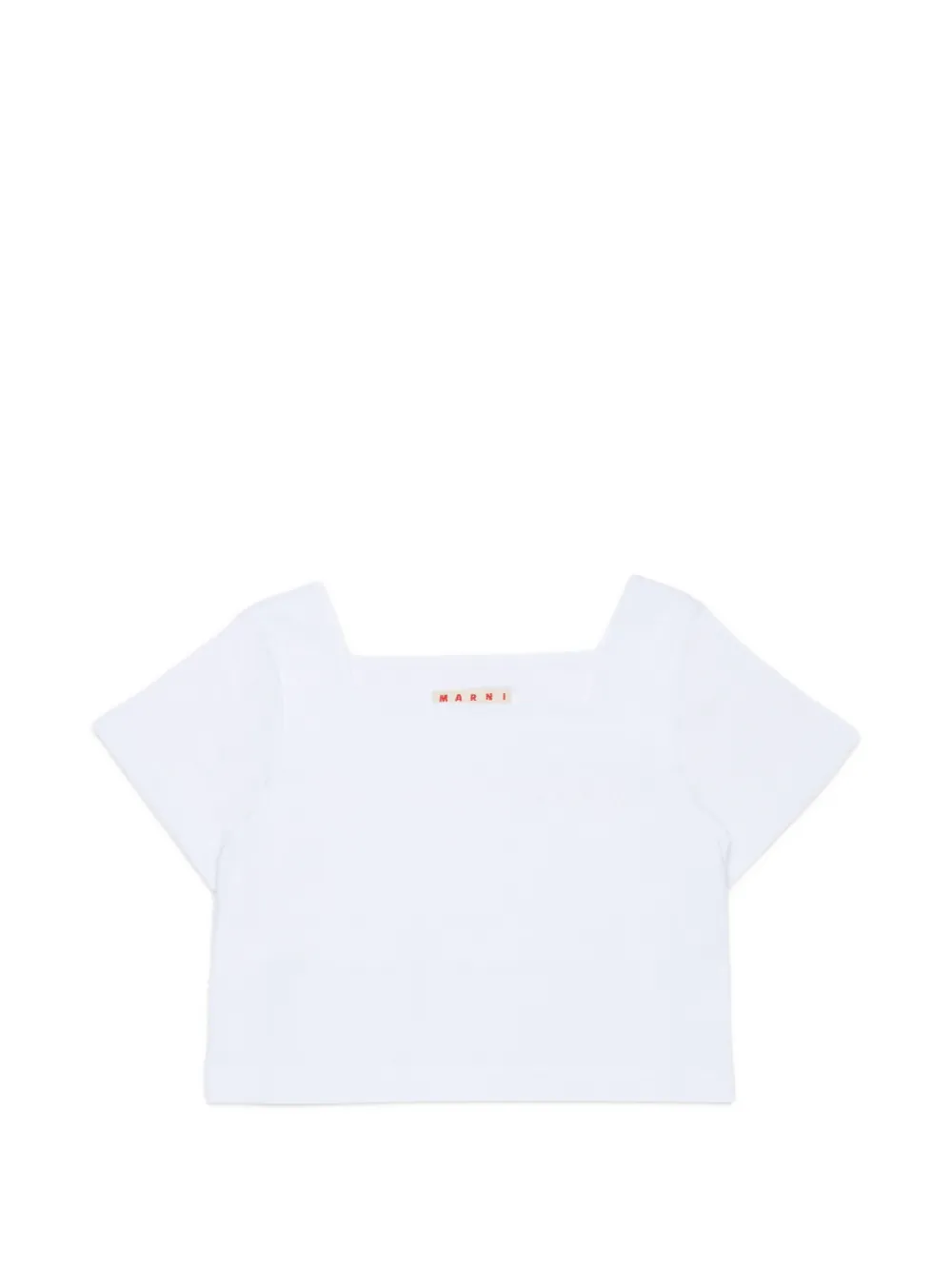 Marni Kids square-neck logo-embossed T-shirt - Bianco