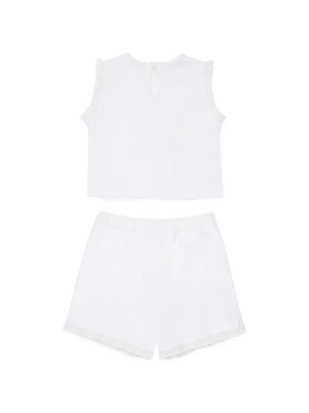 Marni Kids giraffe-print ruffled short set Wit