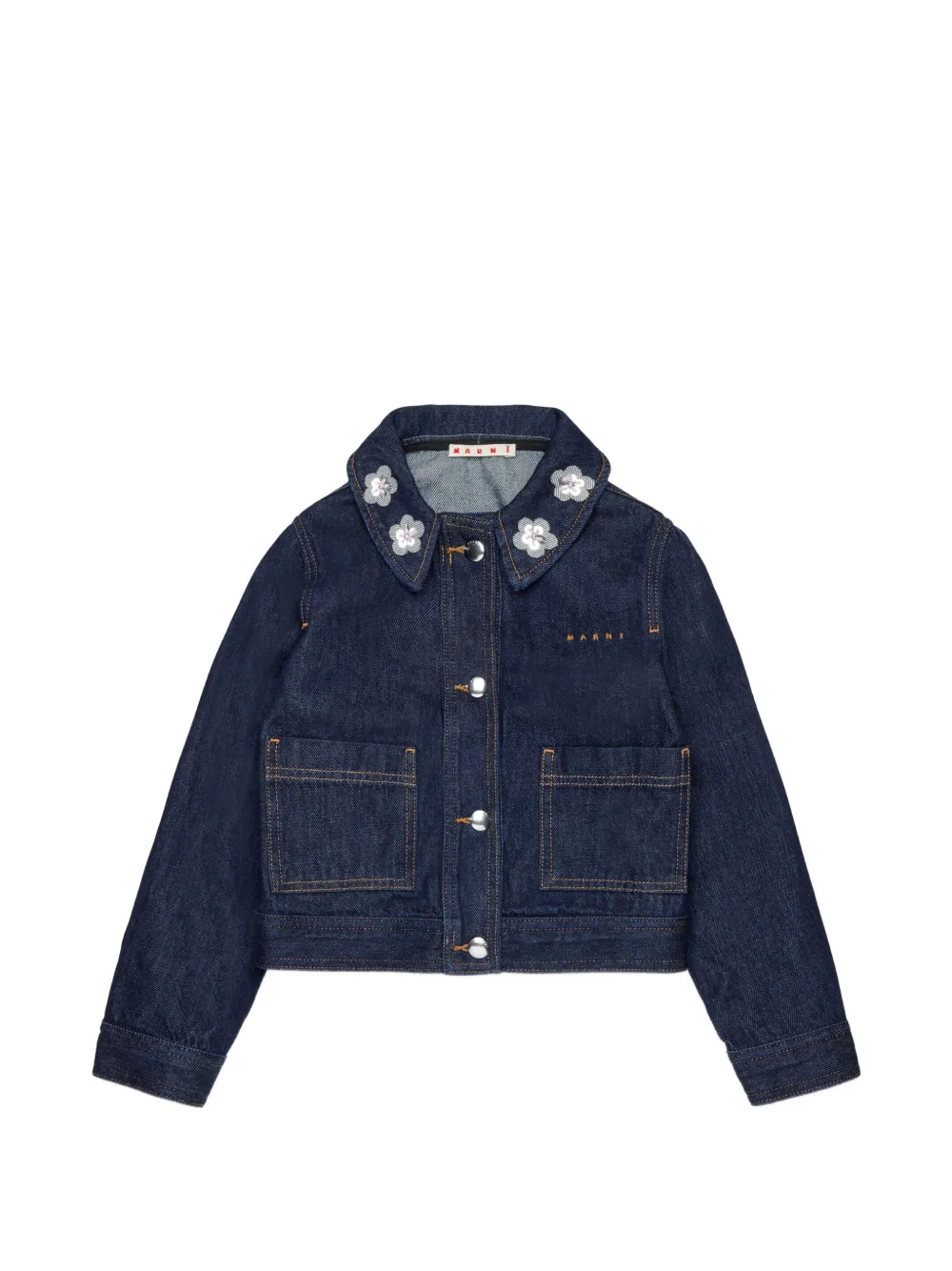 Marni Kids sequin-embellished floral-patch jacket - Blu