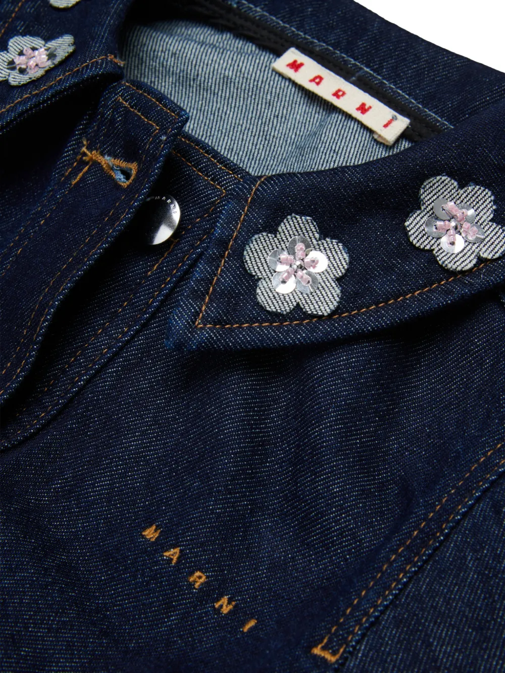 Marni Kids sequin-embellished floral-patch jacket Blauw