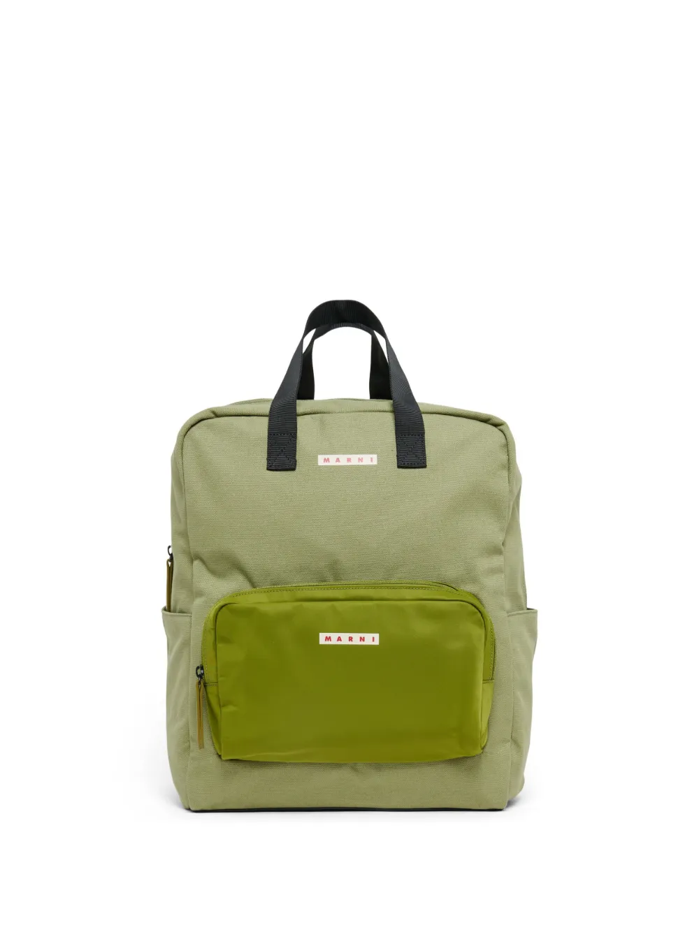Marni Kids logo-patch cotton backpack - Verde