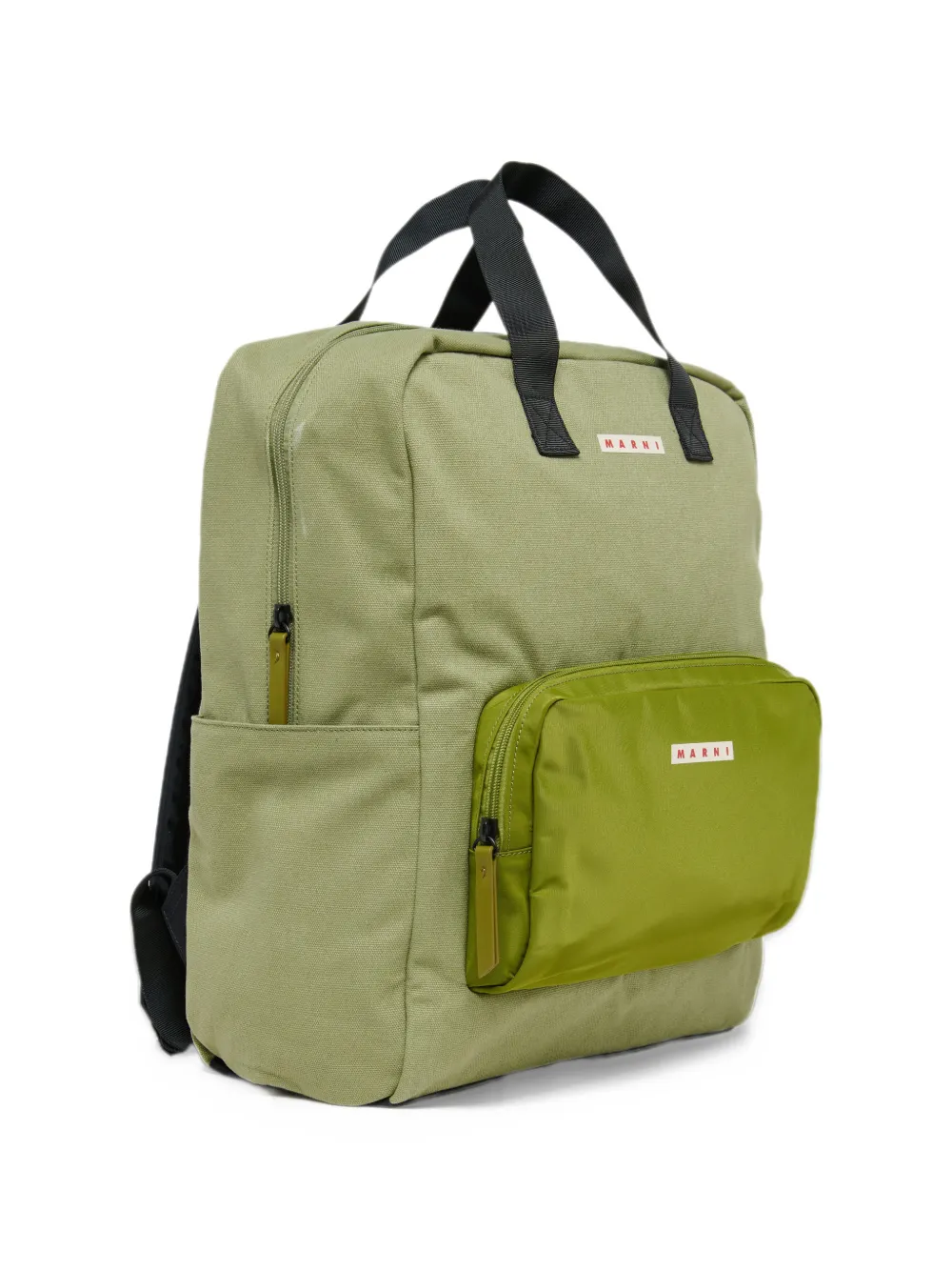 Marni Kids logo-patch cotton backpack Groen