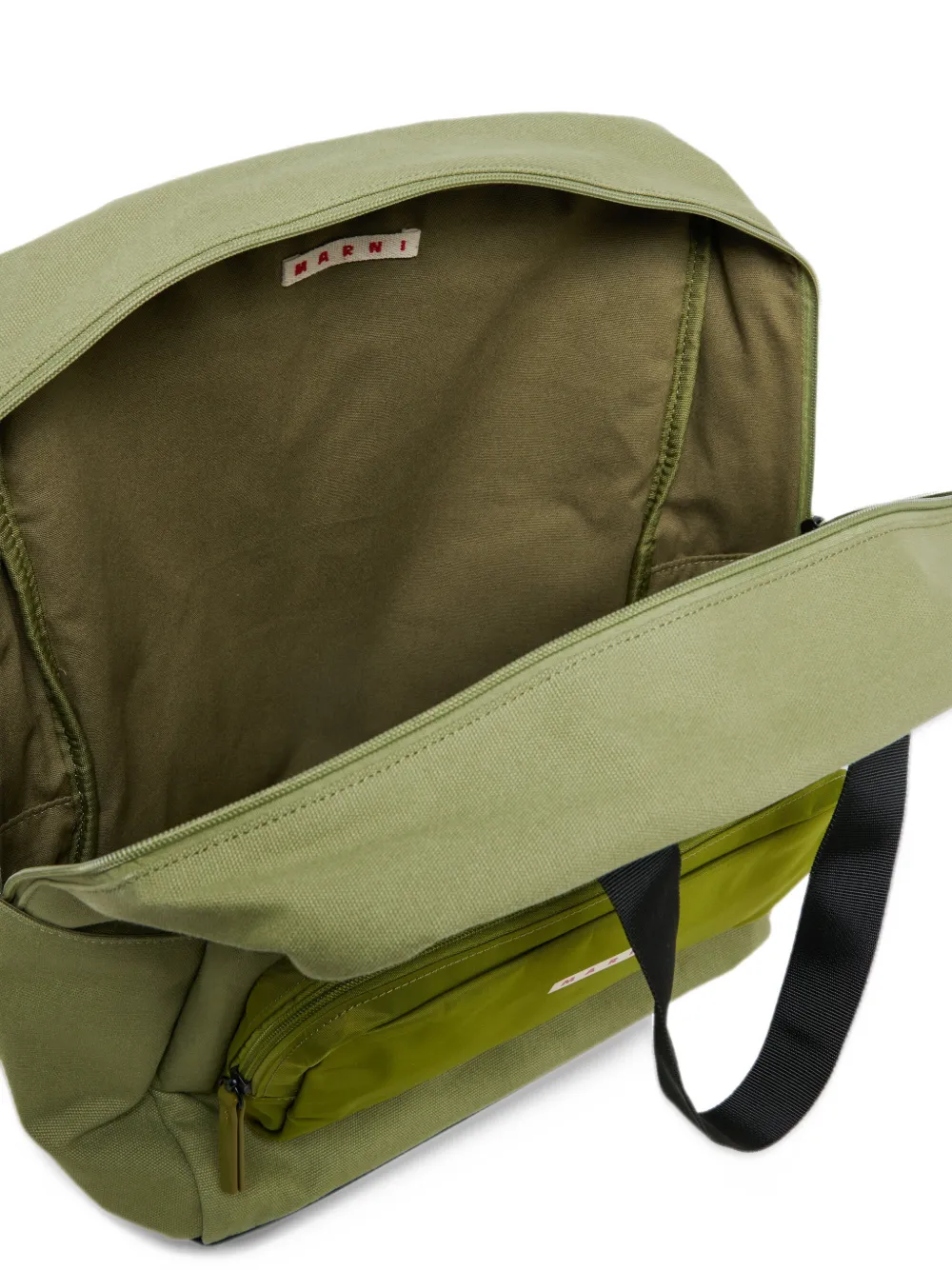 Marni Kids logo-patch cotton backpack Groen