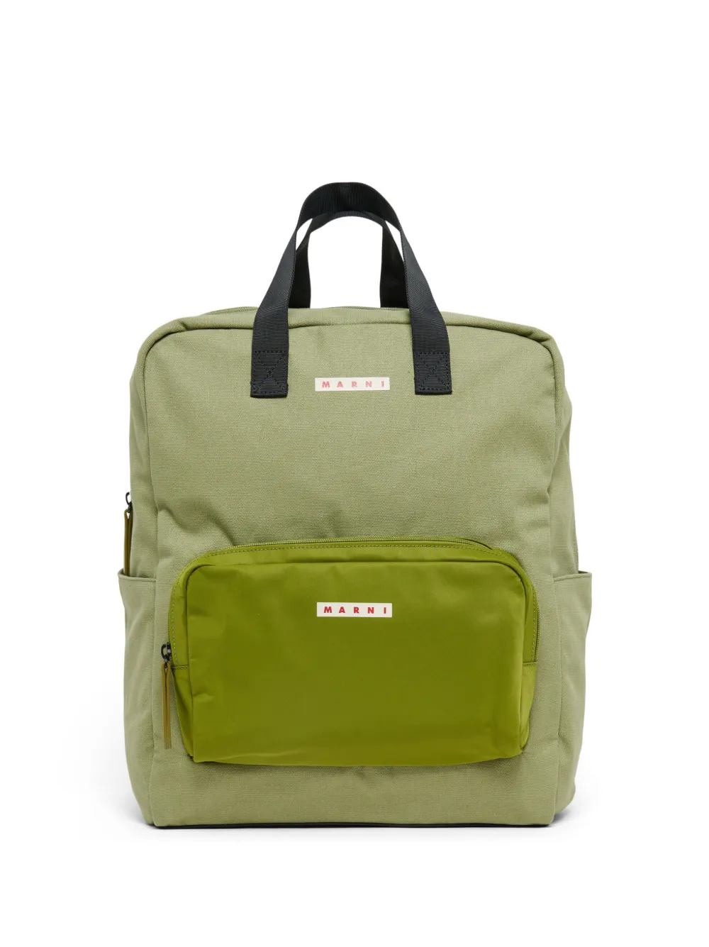 Marni Kids logo-patch cotton backpack - Verde