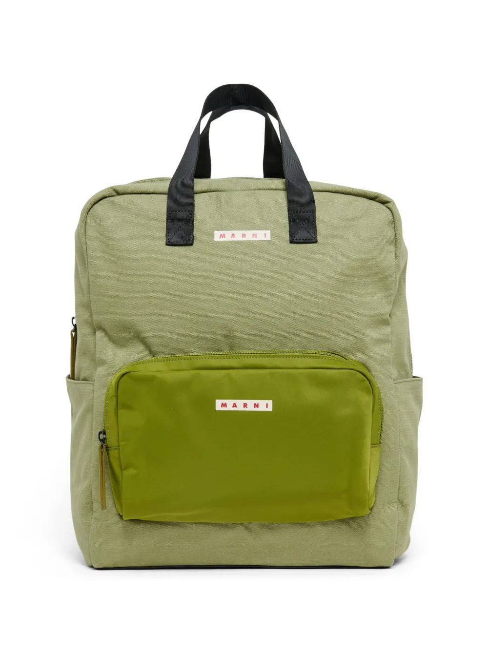 Marni Kids logo-patch cotton backpack - Verde