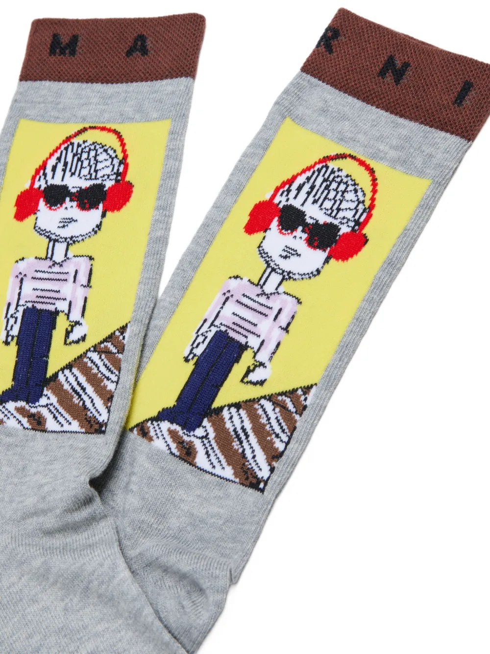 Marni Kids graphic-intarsia logo-trim socks Grijs