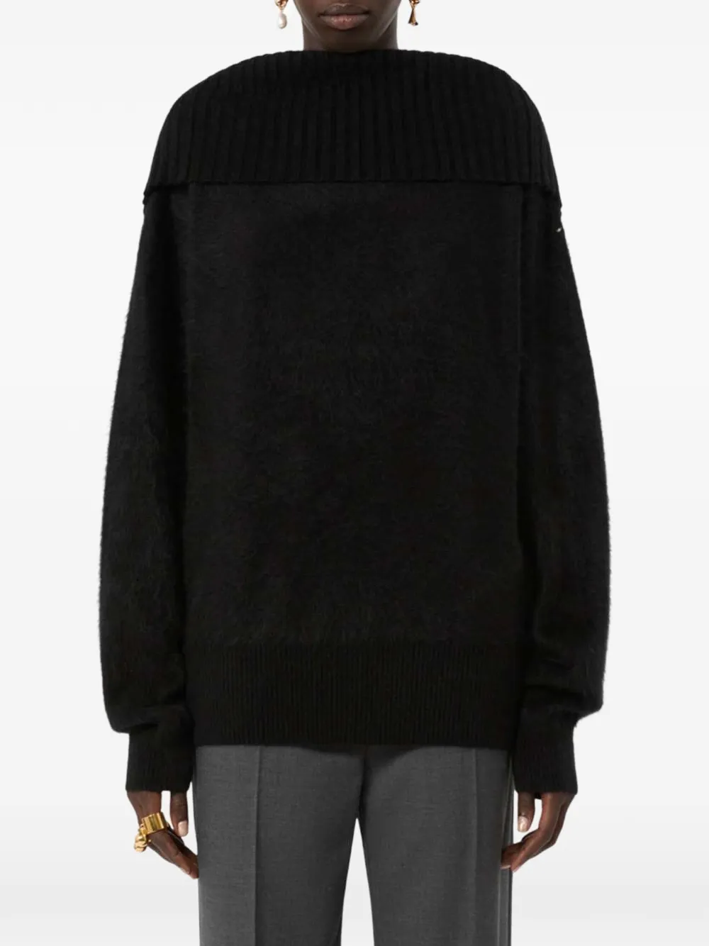 Sportmax brushed-wool open-back sweater Zwart
