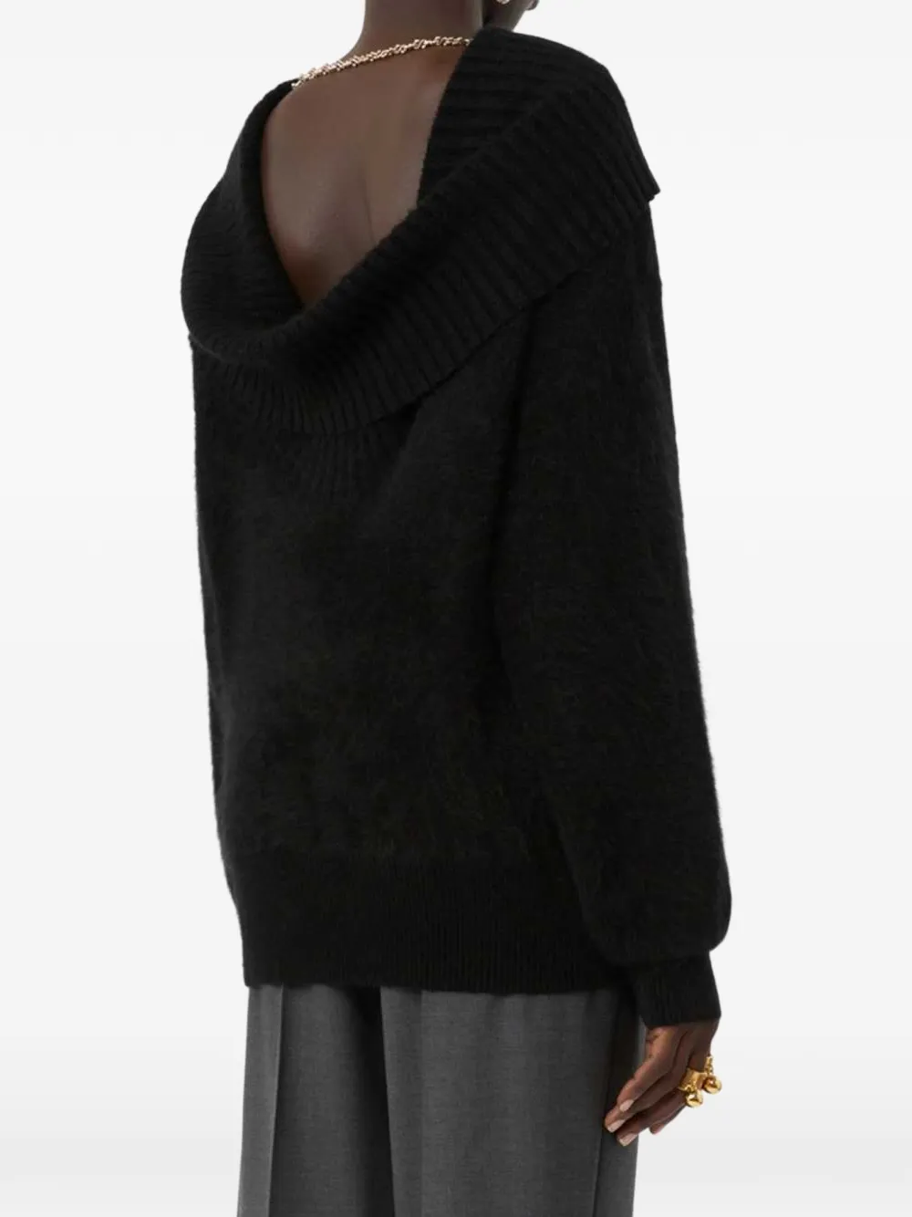 Sportmax brushed-wool open-back sweater Zwart