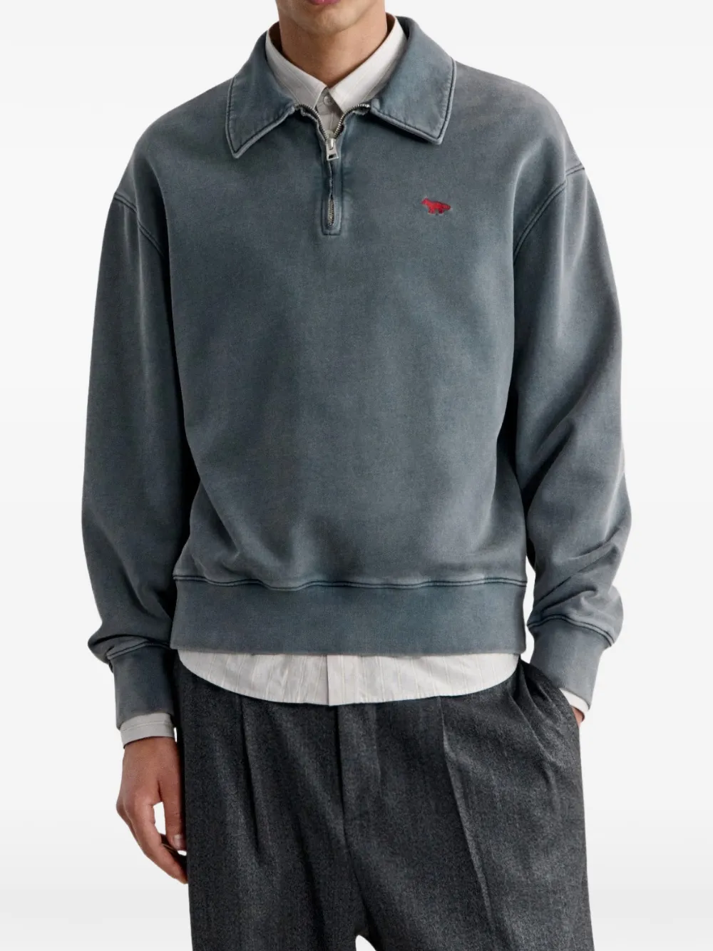 Maison Kitsuné Profile Fox cotton sweatshirt Grijs