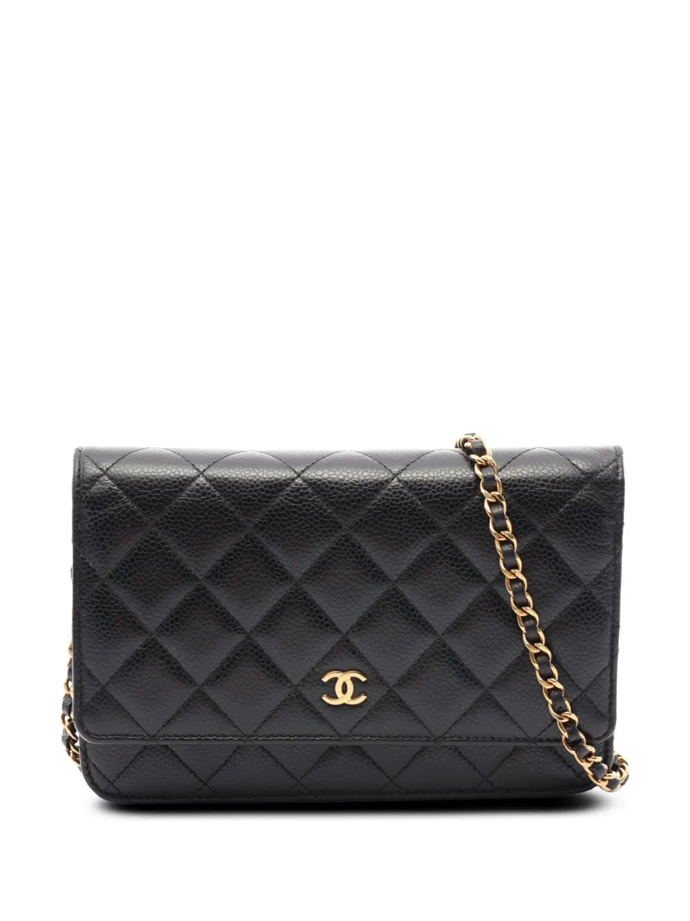 CHANEL Pre-Owned 2021-2026 CC Quilted Caviar Wallet on Chain crossbody bag - Nero