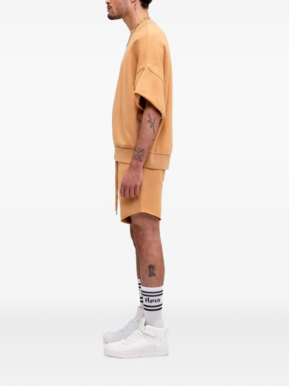 PLACE OF ËLMS logo-embroidered raw-edge sweater Oranje
