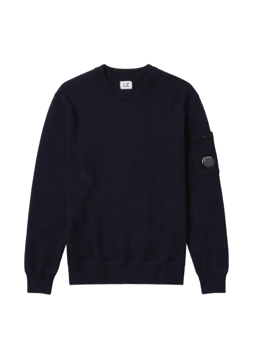 C.P. Company merino wool felted lens half zip sweater Blauw