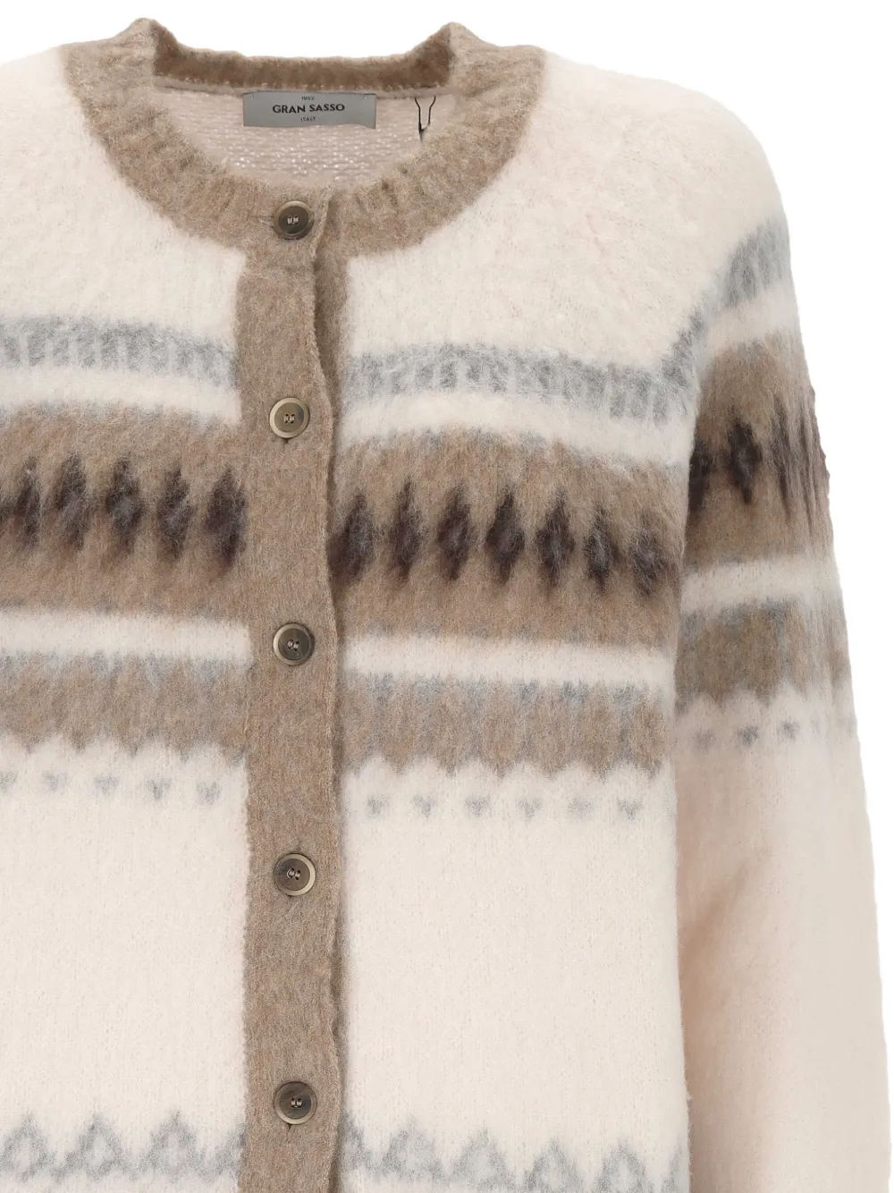 Gran Sasso Fair Isle brushed-effect cardigan Beige