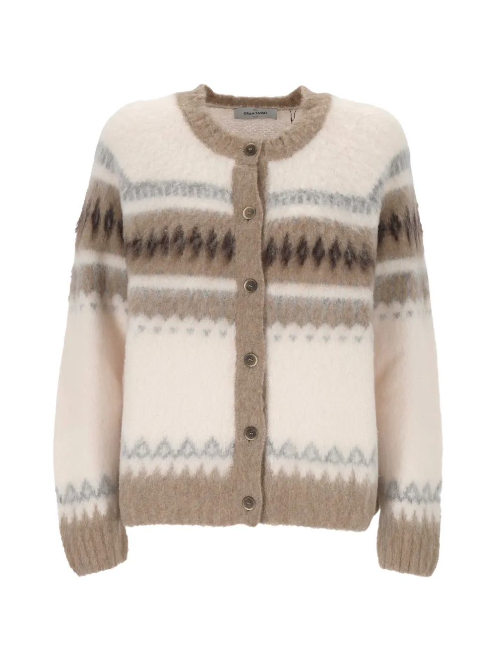 Gran Sasso Fair Isle brushed-effect cardigan - Toni neutri