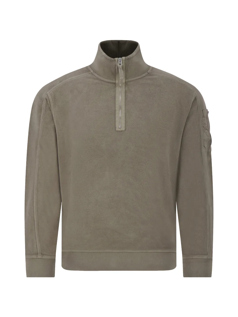 C.P. Company brushed emerized diagonal-fleece half-zip Lens sweatshirt Beige