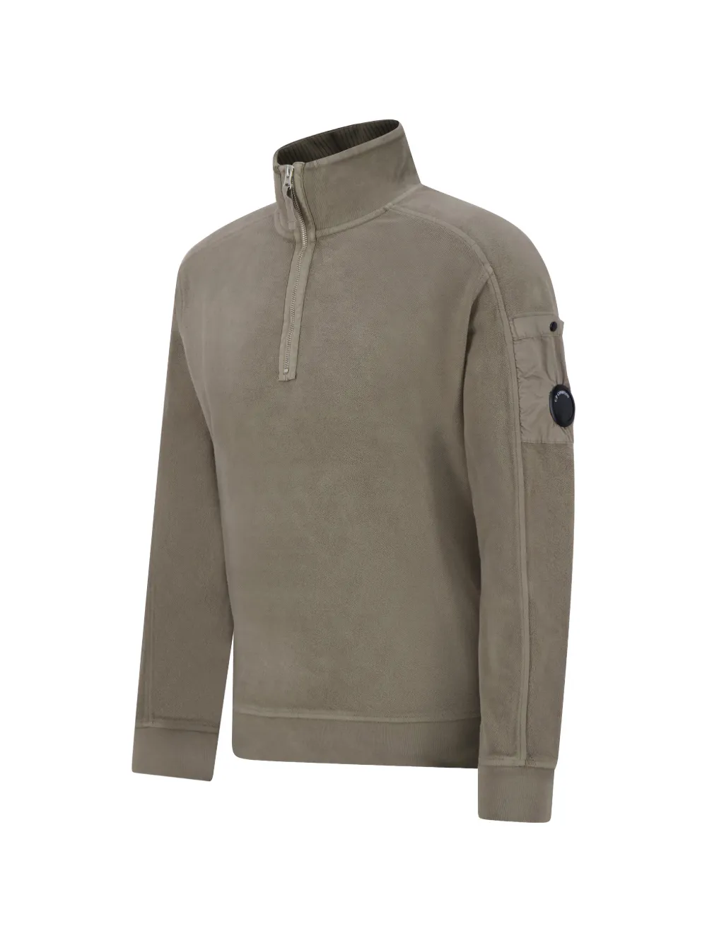 C.P. Company brushed emerized diagonal-fleece half-zip Lens sweatshirt Beige
