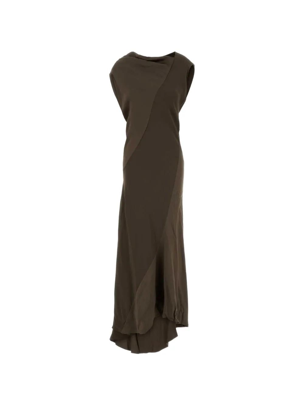 Alberta Ferretti satin draped maxi dress - Marrone